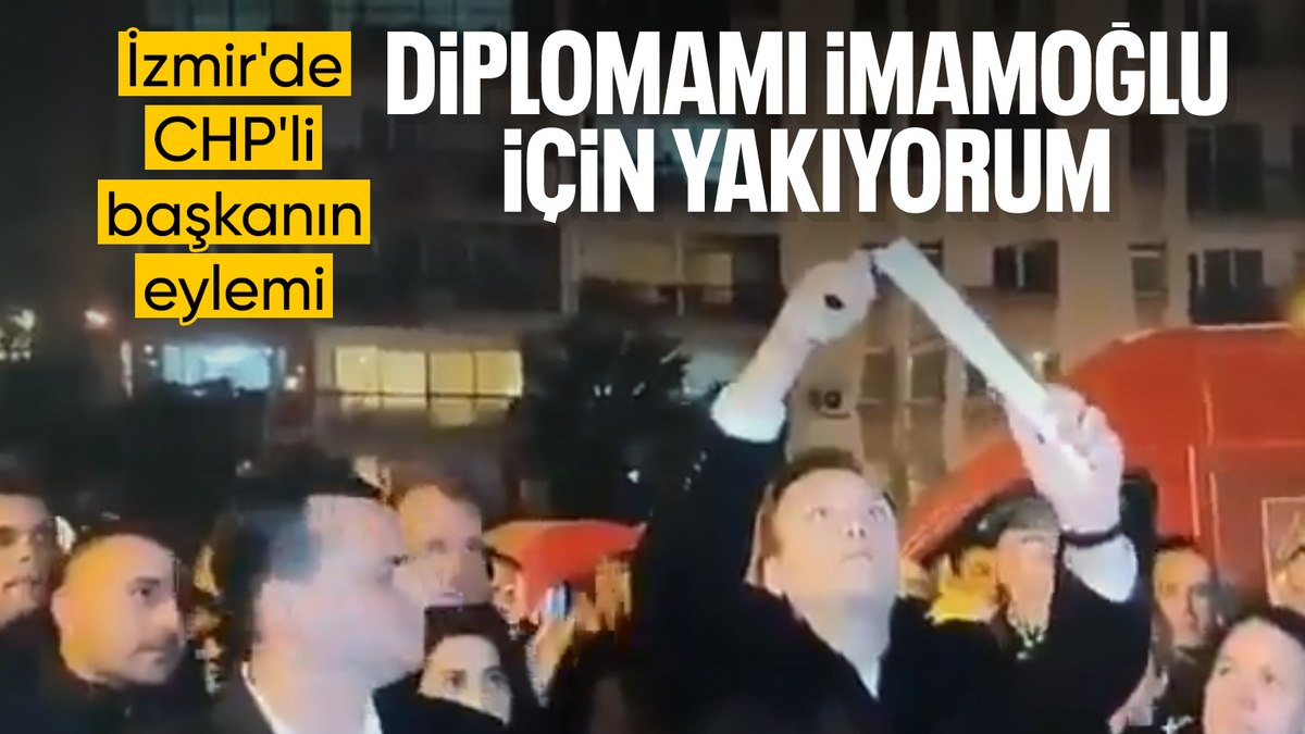 Bornova Belediye Başkanı Ömer Eşki, diplomasını yaktı